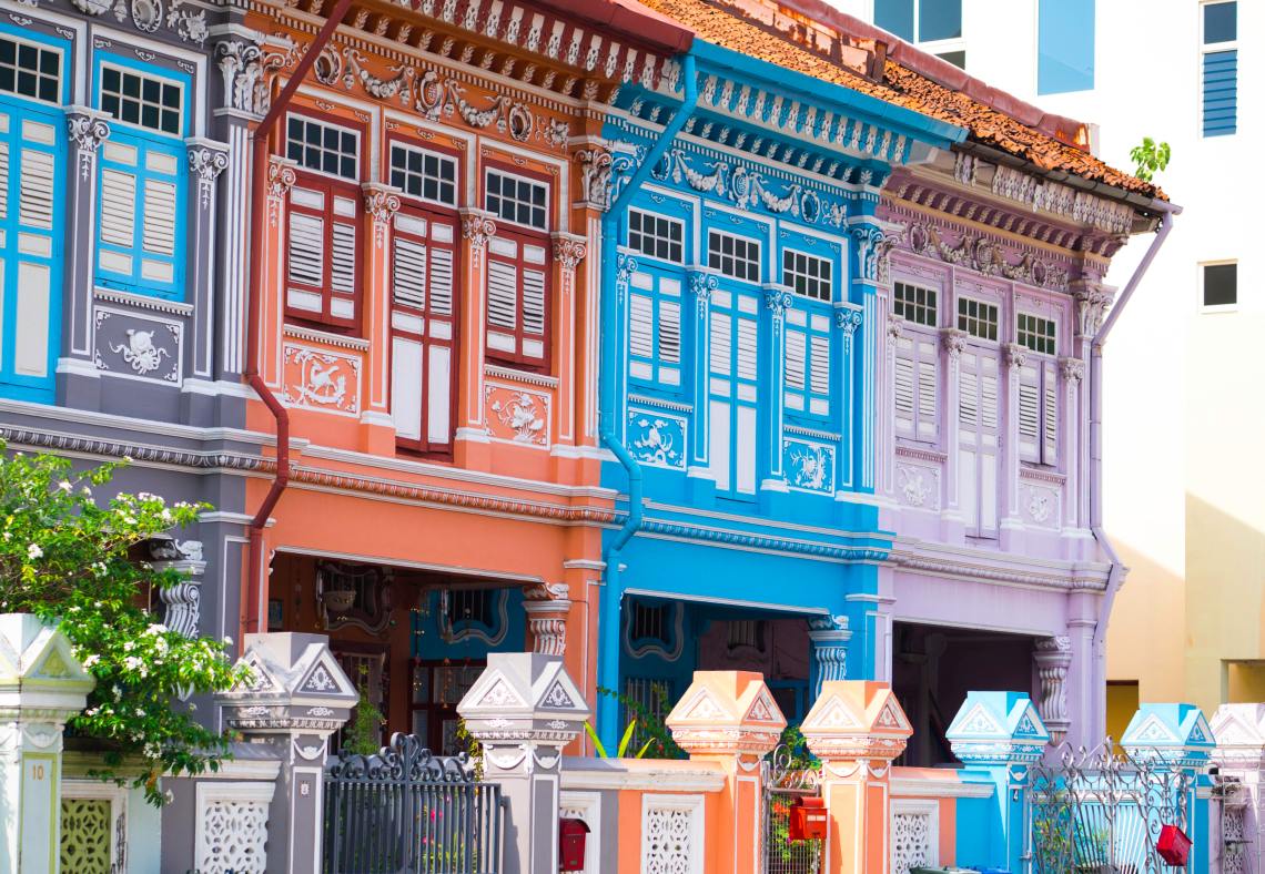 A row of pastel-coloured Peranakan Houses along Joo Chiat